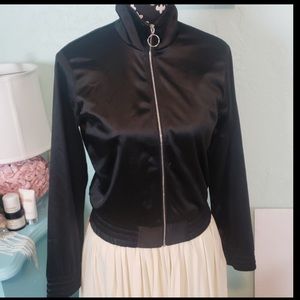 Nasty Gal black satin bomber jacket